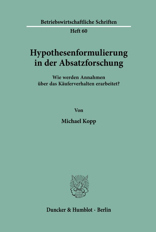 Produktbild: Hypothesenformulierung in der Absatzforschung.