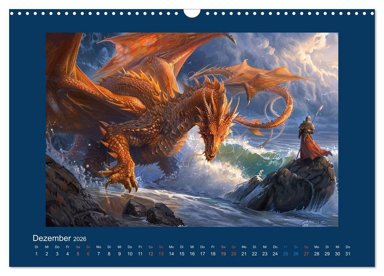 Produktbild: Drachenkrieger (Wandkalender 2026 DIN A3 quer), CALVENDO Monatskalender