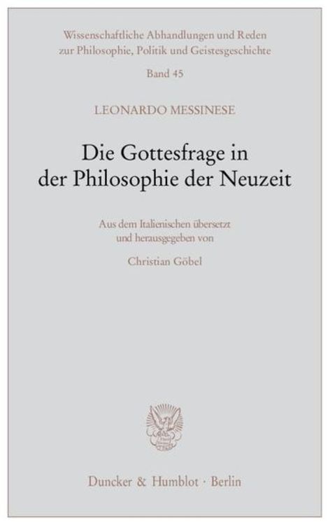 Produktbild: Die Gottesfrage in der Philosophie der Neuzeit.