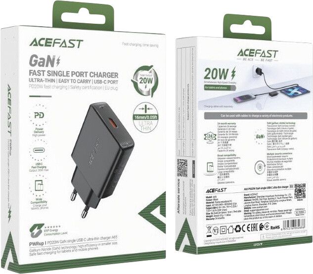 Produktbild: ACEFAST USB-Ladeger&auml;t A65, 1 USB-C-Ausgang, schwarz