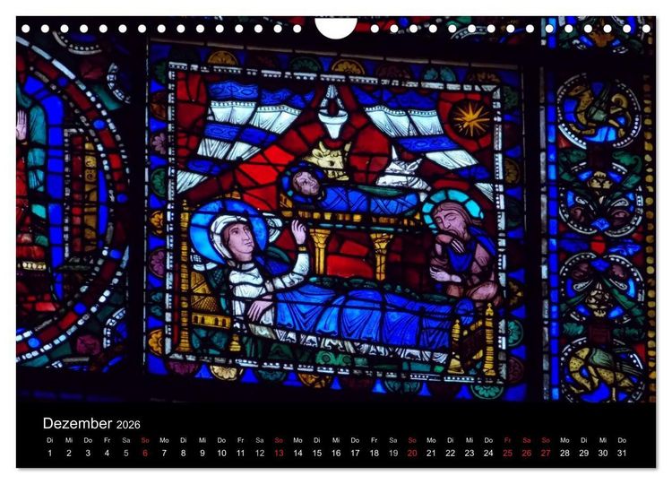 Produktbild: Bilder aus Licht - Notre Dame de Chartres (Wandkalender 2026 DIN A4 quer), CALVENDO Monatskalender