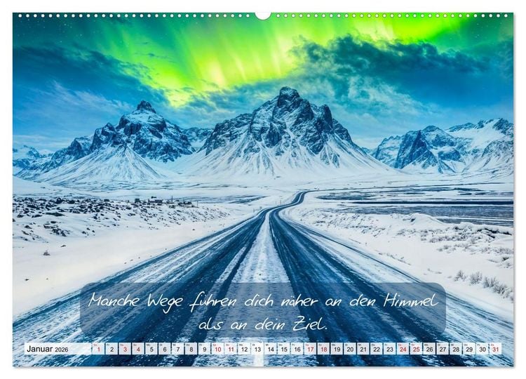 Produktbild: Wege zwischen Asphalt und Himmel - Achtsamkeitskalender mit Weisheiten (Wandkalender 2026 DIN A2 quer), CALVENDO Monatskalender