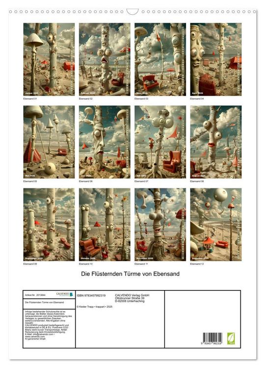 Produktbild: Die Fl&uuml;sternden T&uuml;rme von Ebensand (Wandkalender 2026 DIN A2 hoch), CALVENDO Monatskalender