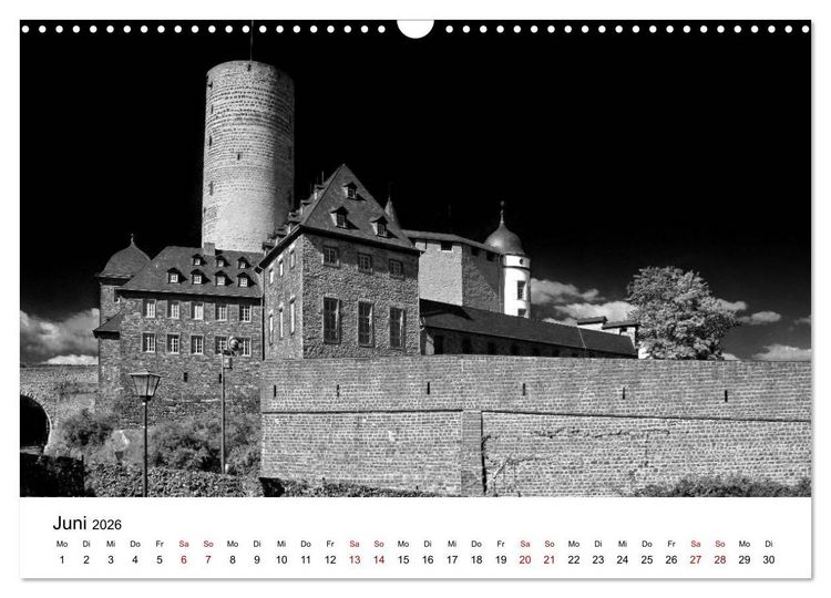 Produktbild: Burgen in schwarzwei&szlig; - Wie aus alten Zeiten (Wandkalender 2026 DIN A3 quer), CALVENDO Monatskalender