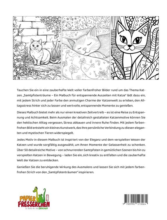 Produktbild: Samtpfotentr&auml;ume - Ein Malbuch f&uuml;r entspannende Auszeiten mit Katze