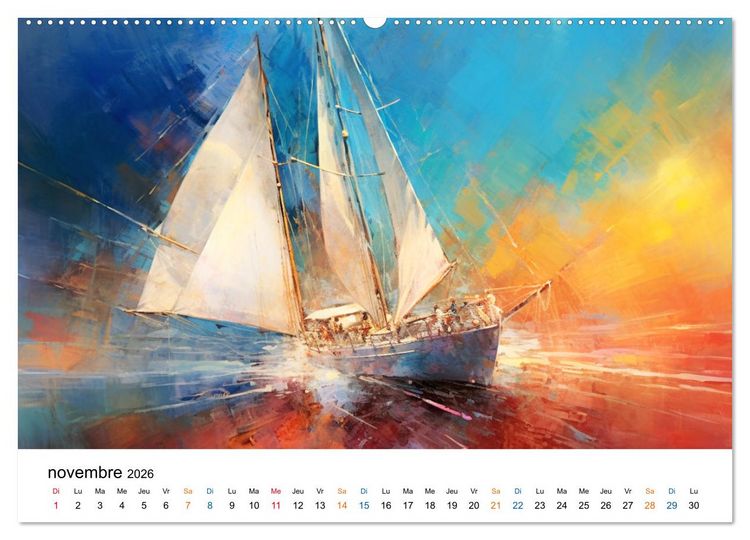 Produktbild: Sc&egrave;nes &eacute;piques de voiliers (Calendrier mural 2026 DIN A2 vertical) calendrier de bureau