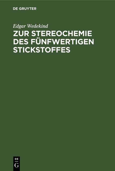 Produktbild: Zur Stereochemie des f&uuml;nfwertigen Stickstoffes