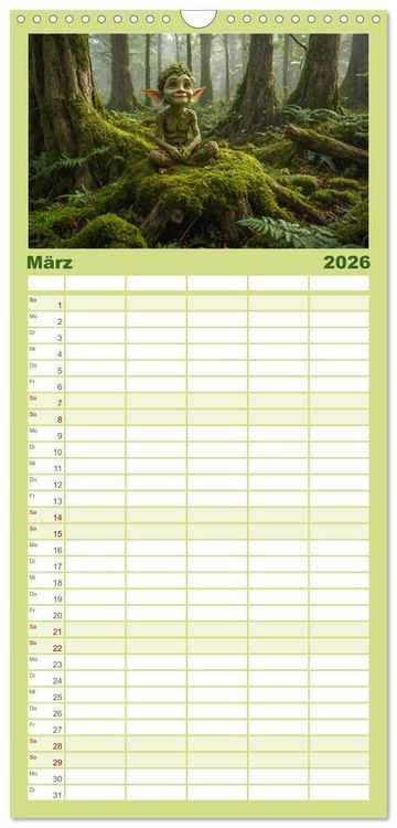 Produktbild: Familienplaner 2026 - Keltische Legenden - Die kleinen Wesen der Natur mit 5 Spalten (Wandkalender, 21 x 45 cm) CALVENDO