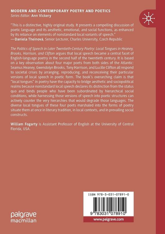 Produktbild: The Politics of Speech in Later Twentieth-Century Poetry