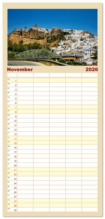 Produktbild: Familienplaner 2026 - Andaluc&iacute;a - Buenos D&iacute;as mit 5 Spalten (Wandkalender, 21 x 45 cm) CALVENDO