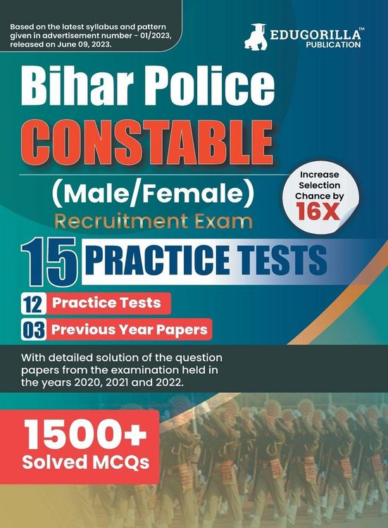 Produktbild: Bihar Police Constable Recruitment Exam 2023 - 12 Mock Tests and 3 Previous Year Papers (1500 Solved Objective Questions) with Free Access to Online T