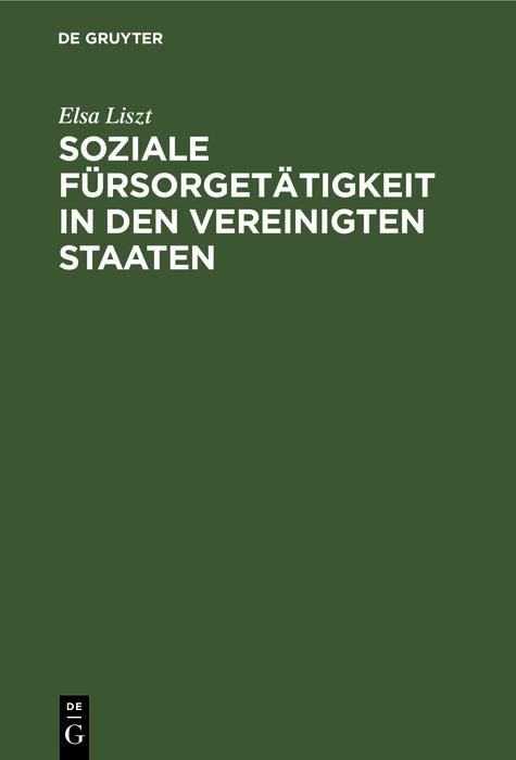 Produktbild: Soziale F&uuml;rsorget&auml;tigkeit in den Vereinigten Staaten