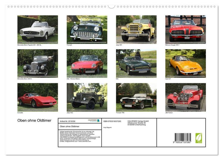 Produktbild: Oben ohne Oldtimer (hochwertiger Premium Wandkalender 2026 DIN A2 quer), Kunstdruck in Hochglanz