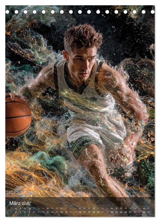 Produktbild: Basketball - Die visuelle Kraft des Sports (Tischkalender 2026 DIN A5 hoch), CALVENDO Monatskalender