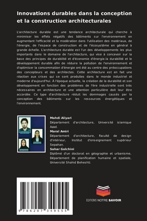 Produktbild: Innovations durables dans la conception et la construction architecturales