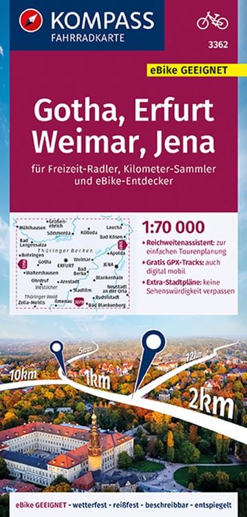 Bild vom Artikel KOMPASS Fahrradkarte 3362 Gotha, Erfurt, Weimar, Jena 1:70.000 vom Autor Kompass-Karten GmbH