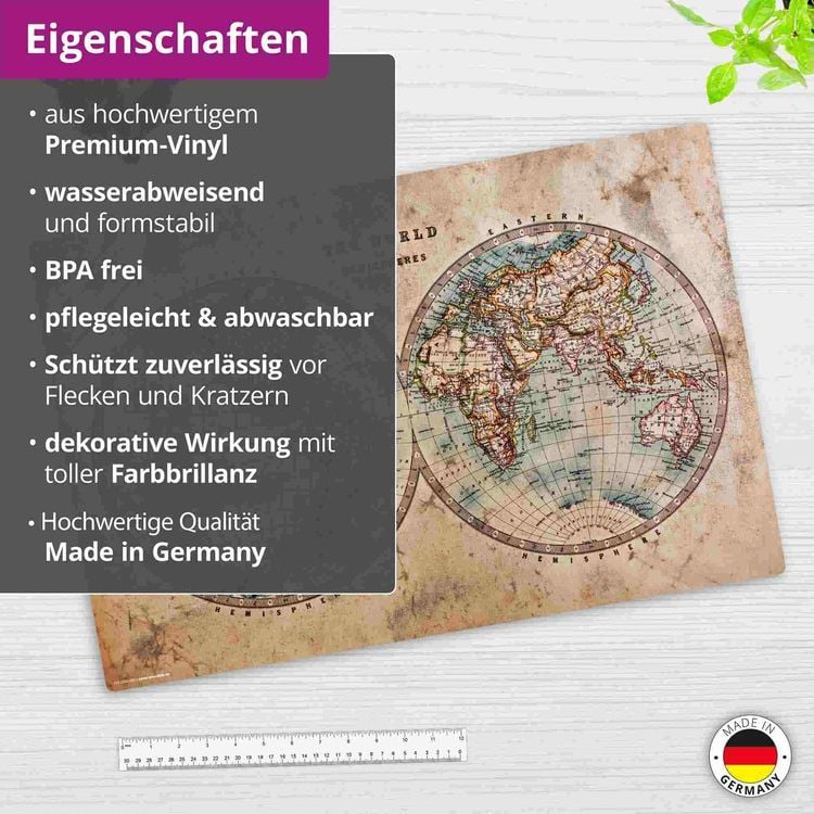 Produktbild: Cover-your-desk Schreibtischunterlage f&uuml;r Kinder und Erwachsene Historische Weltkarte, aus hochwertigem Vinyl , 60 x 40 cm