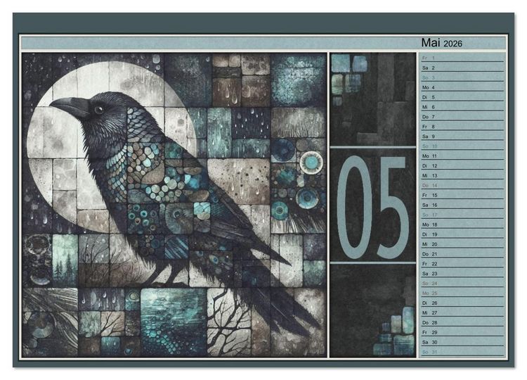 Produktbild: Kr&auml;hen. Verborgene Farbnuancen. Kunst. (Wandkalender 2026 DIN A4 quer), CALVENDO Monatskalender