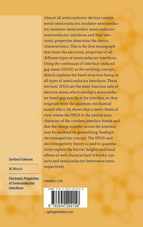 Produktbild: Electronic Properties of Semiconductor Interfaces