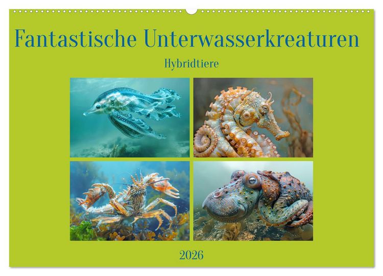 Produktbild: Fantastische Unterwasserkreaturen - Hybridtiere (Wandkalender 2026 DIN A2 quer), CALVENDO Monatskalender