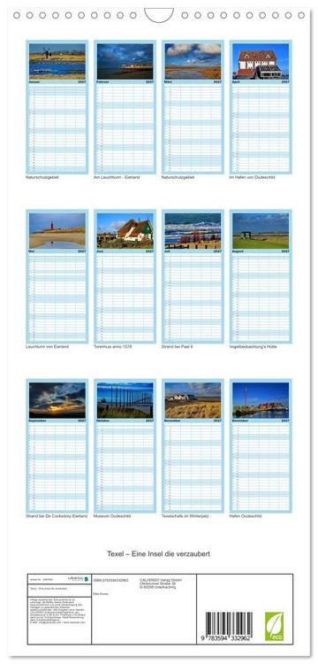 Produktbild: Familienplaner 2027 - Texel &ndash; Eine Insel die verzaubert mit 5 Spalten (Wandkalender, 21 x 45 cm) CALVENDO