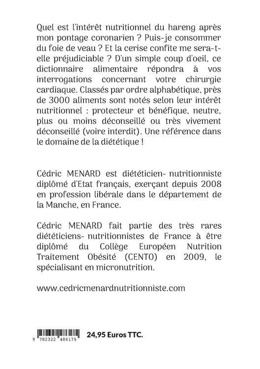 Produktbild: Dictionnaire alimentaire adapt&eacute; au pontage coronarien.