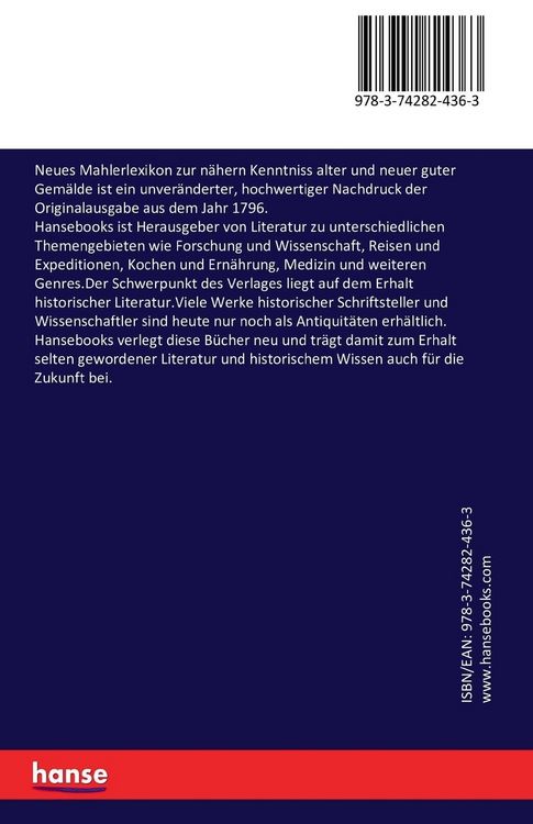 Produktbild: Neues Mahlerlexikon zur n&auml;hern Kenntniss alter und neuer guter Gem&auml;lde