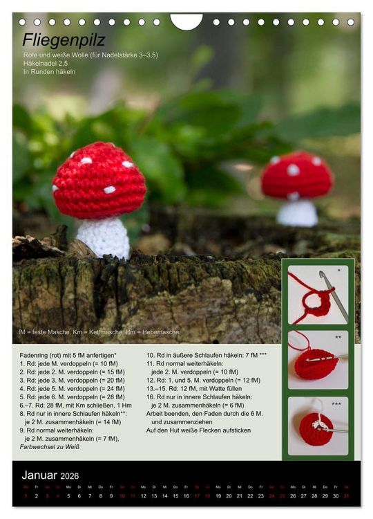 Produktbild: Amigurumi - H&auml;kelideen mit Anleitung (Wandkalender 2026 DIN A4 hoch), CALVENDO Monatskalender
