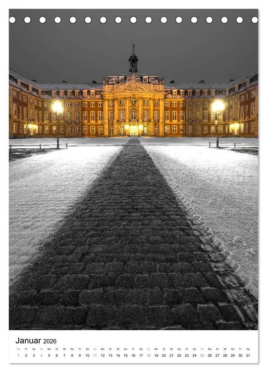 Produktbild: M&uuml;nster - erstrahlt bei Nacht (Tischkalender 2026 DIN A5 hoch), CALVENDO Monatskalender