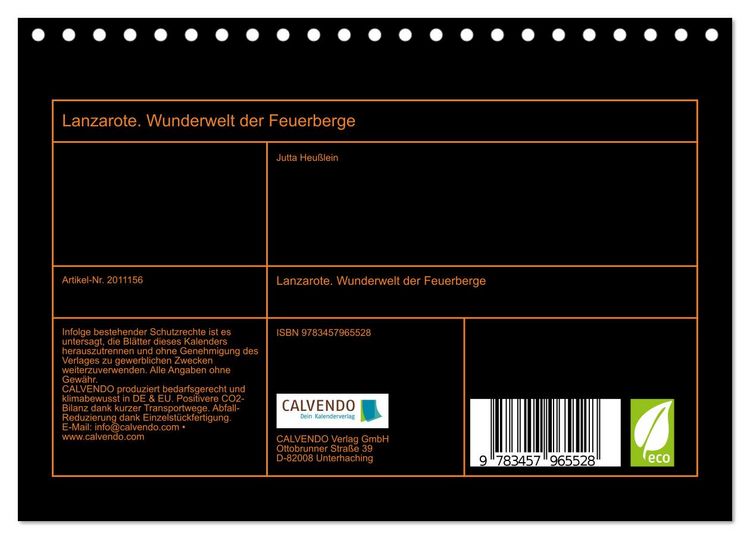 Produktbild: Lanzarote. Wunderwelt der Feuerberge (Tischkalender 2026 DIN A5 quer), CALVENDO Monatskalender