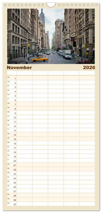 Produktbild: Familienplaner 2026 - NEW YORK Bekannte Blicke mit 5 Spalten (Wandkalender, 21 x 45 cm) CALVENDO