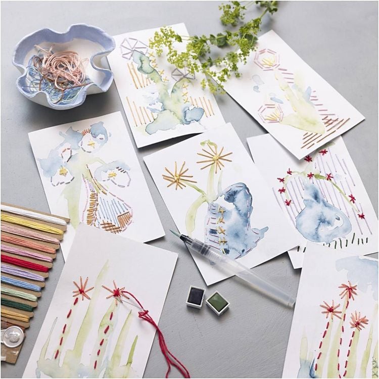 Produktbild: Creativ Company Mini Kreativ Set Sticken, Gem&auml;lde mit Stickerei, sortierte Farben
