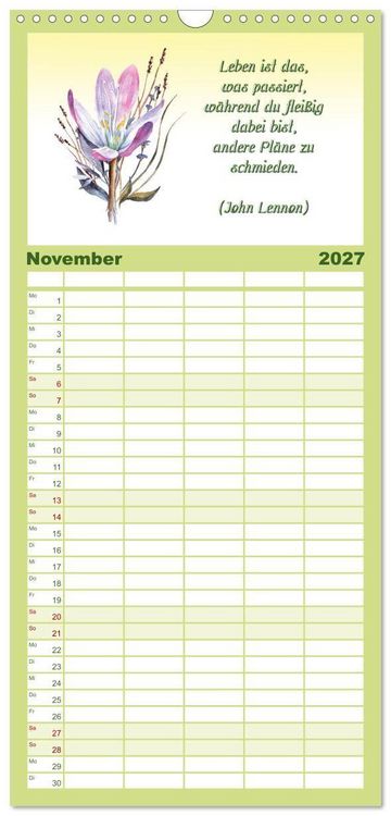 Produktbild: Familienplaner 2027 - 12 unterhaltsame Zitate f&uuml;r ein sch&ouml;nes Jahr mit 5 Spalten (Wandkalender, 21 x 45 cm) CALVENDO