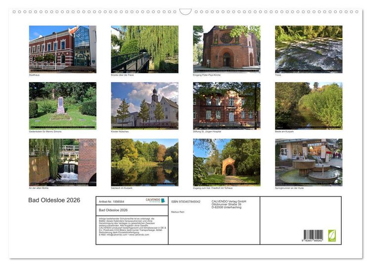 Produktbild: Bad Oldesloe 2026 (Wandkalender 2026 DIN A2 quer), CALVENDO Monatskalender