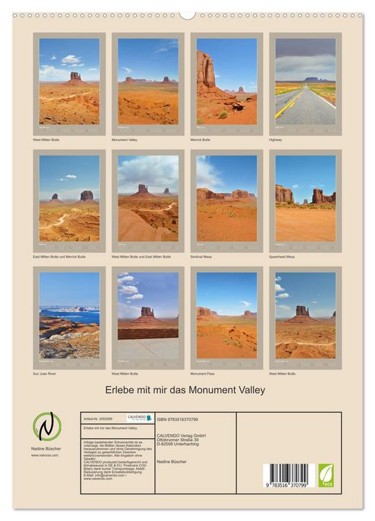 Produktbild: Erlebe mit mir das Monument Valley (hochwertiger Premium Wandkalender 2026 DIN A2 hoch), Kunstdruck in Hochglanz