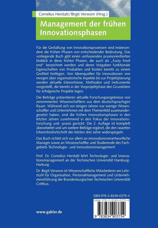 Produktbild: Management der fr&uuml;hen Innovationsphasen