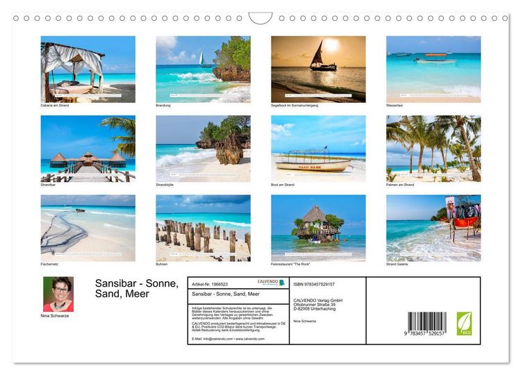 Produktbild: Sansibar - Sonne, Sand, Meer (Wandkalender 2026 DIN A3 quer), CALVENDO Monatskalender