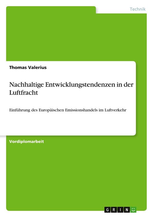 Produktbild: Nachhaltige Entwicklungstendenzen in der Luftfracht