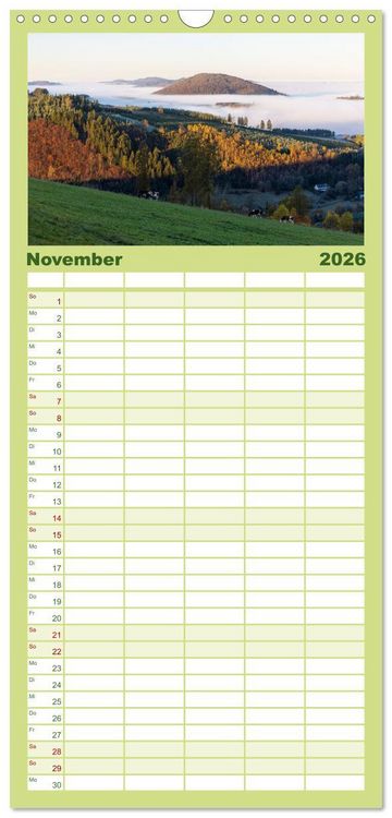 Produktbild: Familienplaner 2026 - Sauerland - hier muss man mal gewesen sein mit 5 Spalten (Wandkalender, 21 x 45 cm) CALVENDO