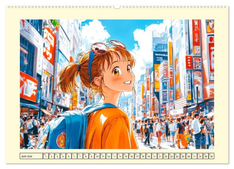 Produktbild: Manga M&auml;dchen. Ein Jahr voller Stadtabenteuer (Wandkalender 2026 DIN A2 quer), CALVENDO Monatskalender