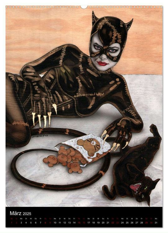 Produktbild: Kesse Mietzen - Burlesque cats II - mit flotten Linien gezeichnete Pin-up Katzen (Wandkalender 2025 DIN A2 hoch), CALVENDO Monatskalender