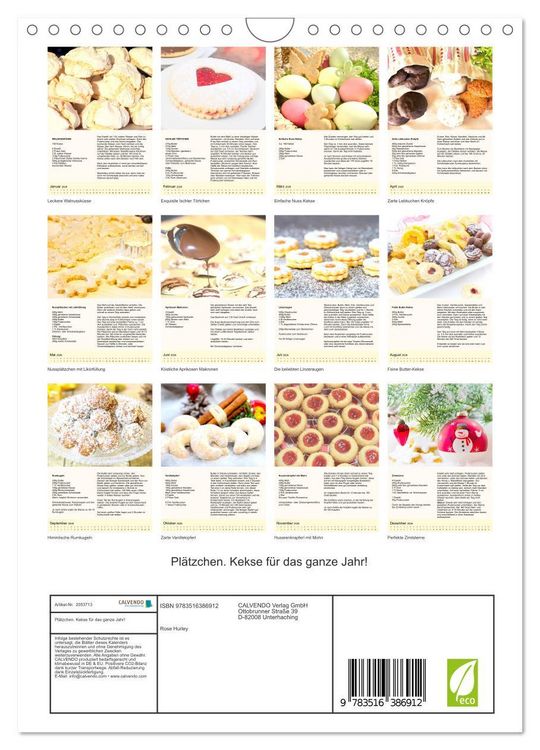 Produktbild: Pl&auml;tzchen. Kekse f&uuml;r das ganze Jahr! (Wandkalender 2026 DIN A4 hoch), CALVENDO Monatskalender