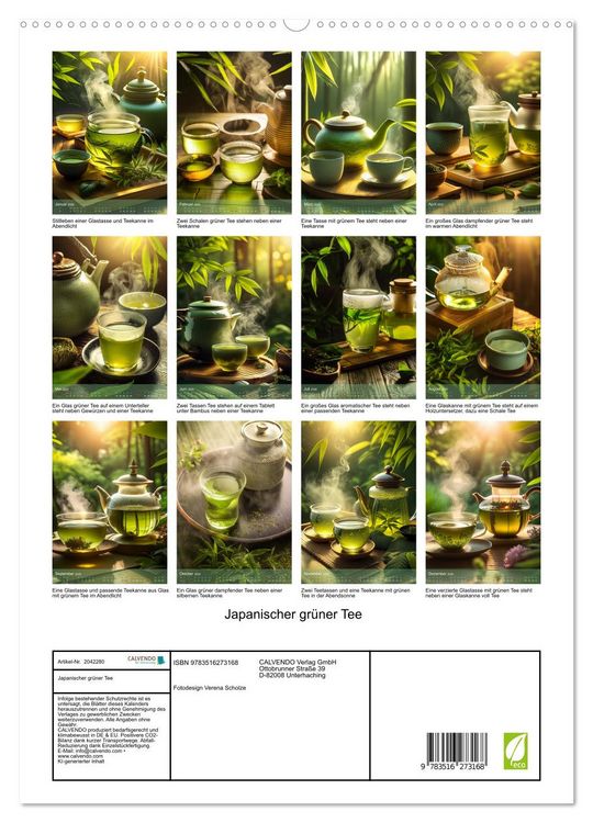 Produktbild: Japanischer gr&uuml;ner Tee (hochwertiger Premium Wandkalender 2026 DIN A2 hoch), Kunstdruck in Hochglanz