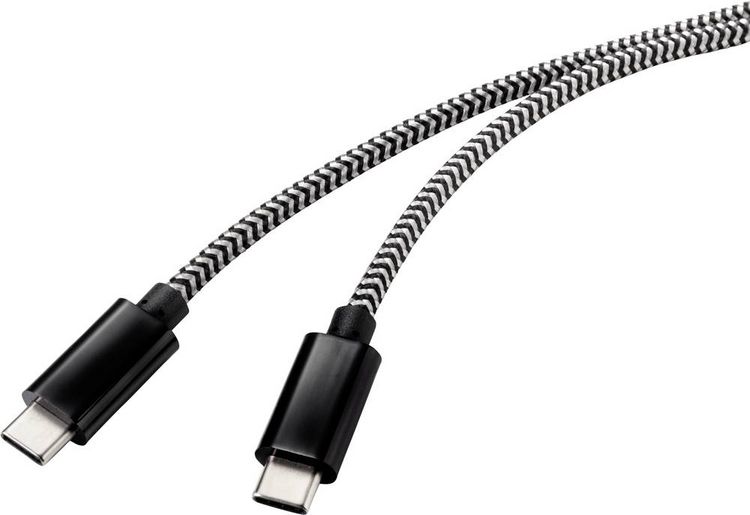 Produktbild: Renkforce USB-Kabel USB 2.0 USB-C&reg; Stecker, USB-C&reg; Stecker 3.00m Schwarz/Wei&szlig; RF-4598412