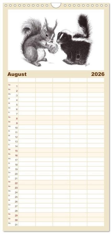 Produktbild: Familienplaner 2026 - owls & friends 2026 mit 5 Spalten (Wandkalender, 21 x 45 cm) CALVENDO