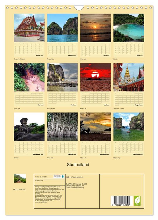 Produktbild: S&uuml;dthailand (Wandkalender 2026 DIN A3 hoch), CALVENDO Monatskalender