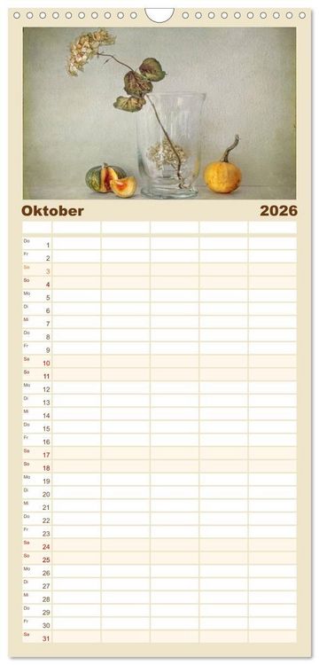 Produktbild: Familienplaner 2026 - Vintage Flowers mit 5 Spalten (Wandkalender, 21 x 45 cm) CALVENDO
