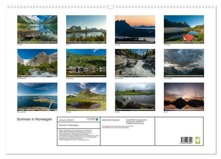 Produktbild: Sommer in Norwegen (Wandkalender 2026 DIN A2 quer), CALVENDO Monatskalender