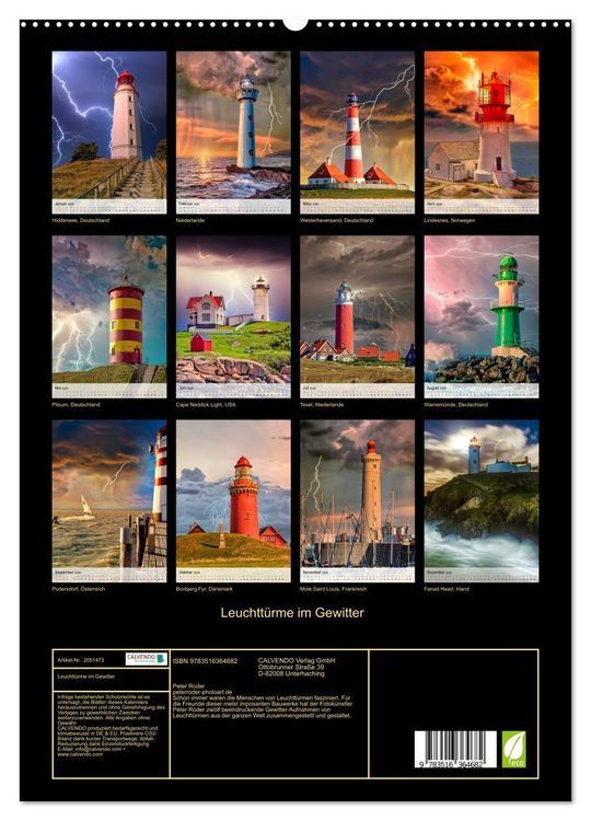 Produktbild: Leuchtt&uuml;rme im Gewitter (hochwertiger Premium Wandkalender 2026 DIN A2 hoch), Kunstdruck in Hochglanz