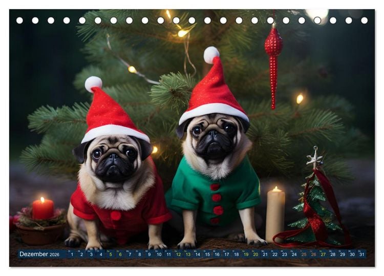 Produktbild: Lustige Mops-Hunde: Die charmanten Meister von Chaos und Unfug (Tischkalender 2026 DIN A5 quer), CALVENDO Monatskalender